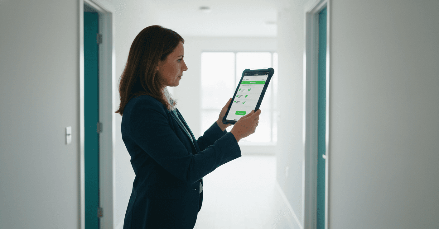 Property manager using ScaleWyz inspection checklist on tablet