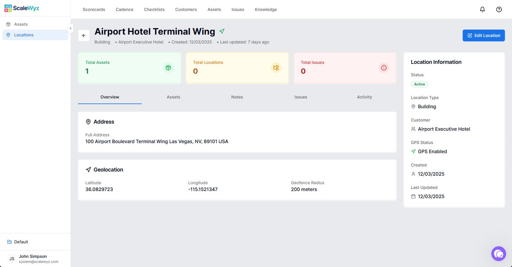 Location Management - Track locations with hierarchical structure