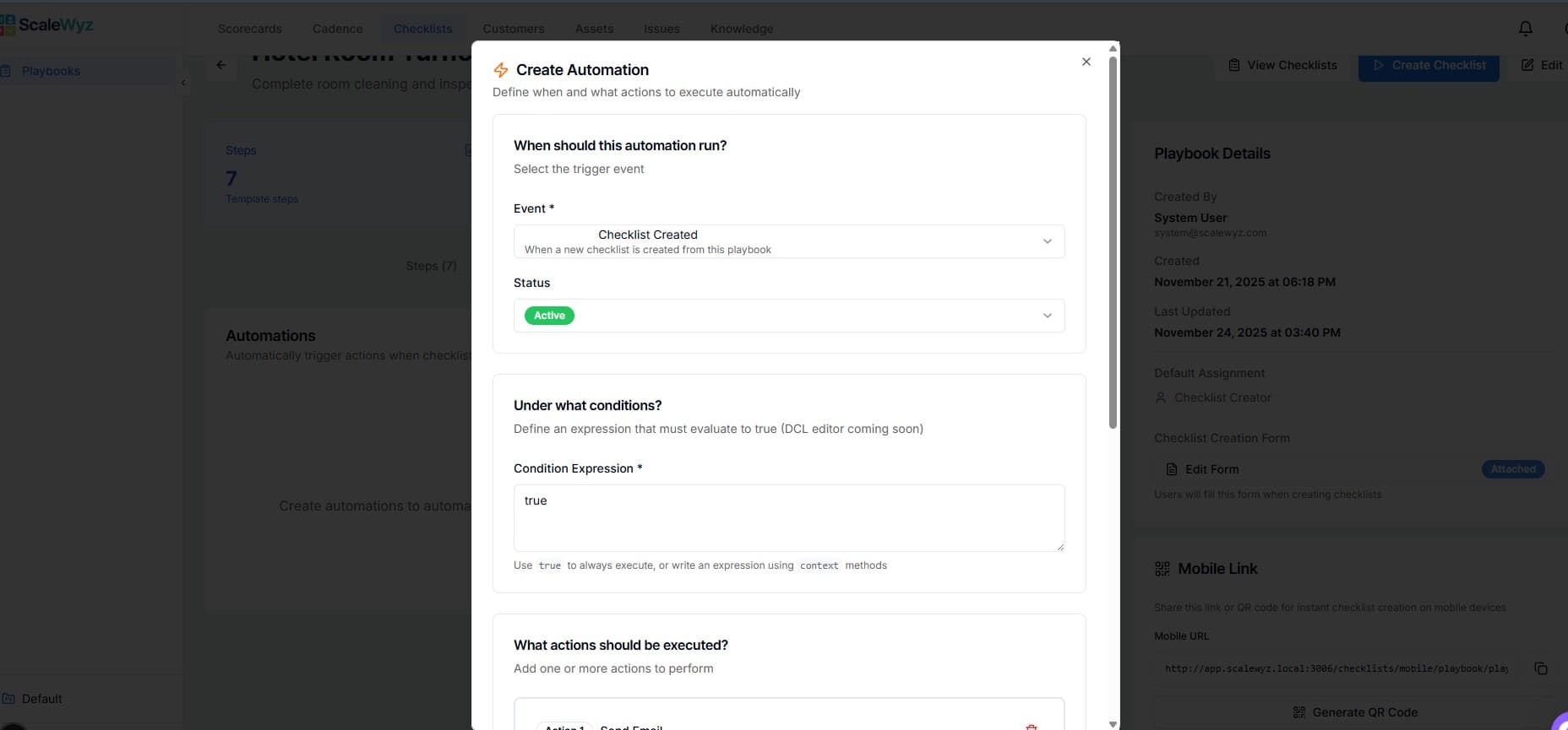 Automation Builder - Create automation with trigger events, conditions, and actions