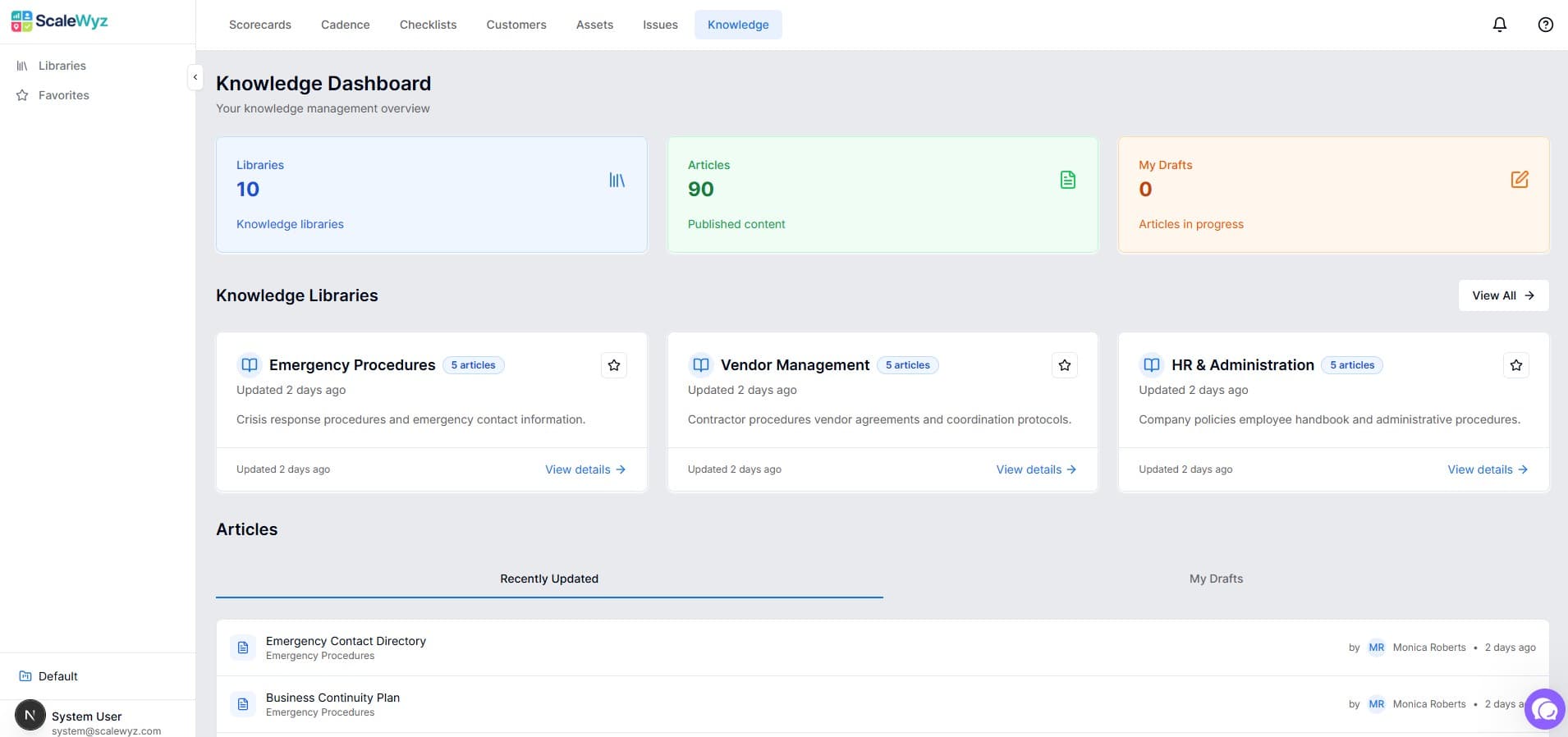 ScaleWyz Knowledge Dashboard