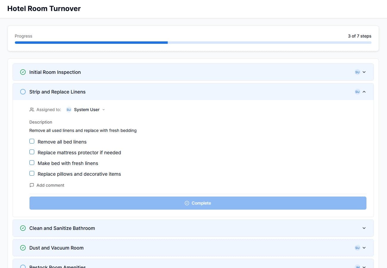 Cleaning Checklist in Action
