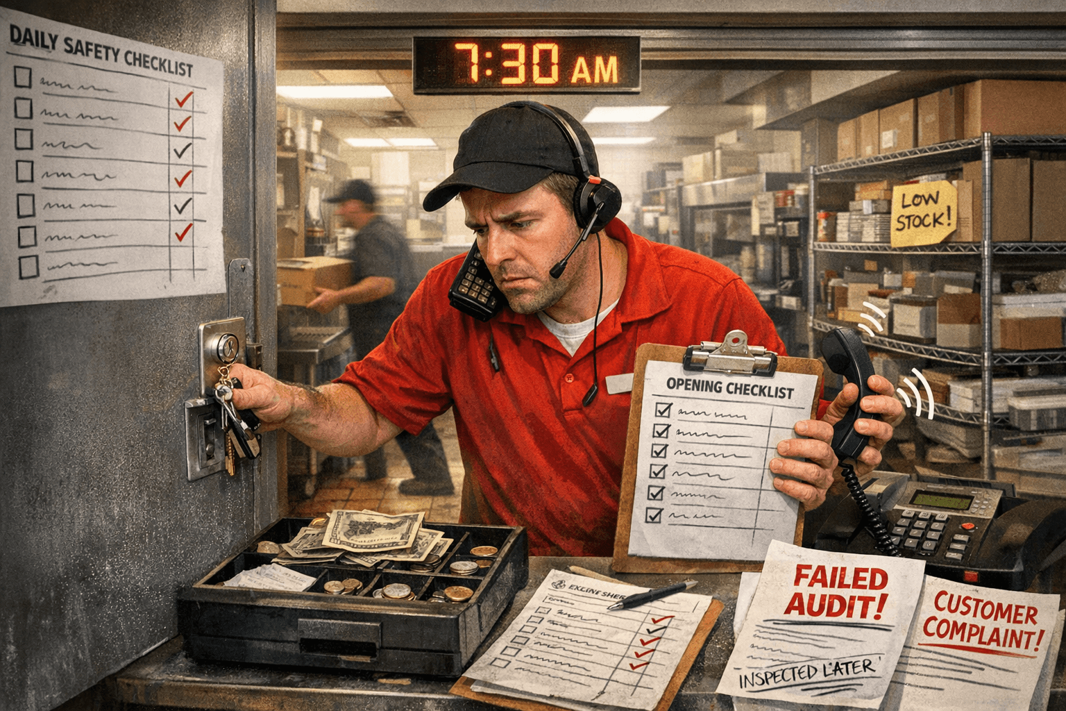 Opening shift checklist being completed on mobile